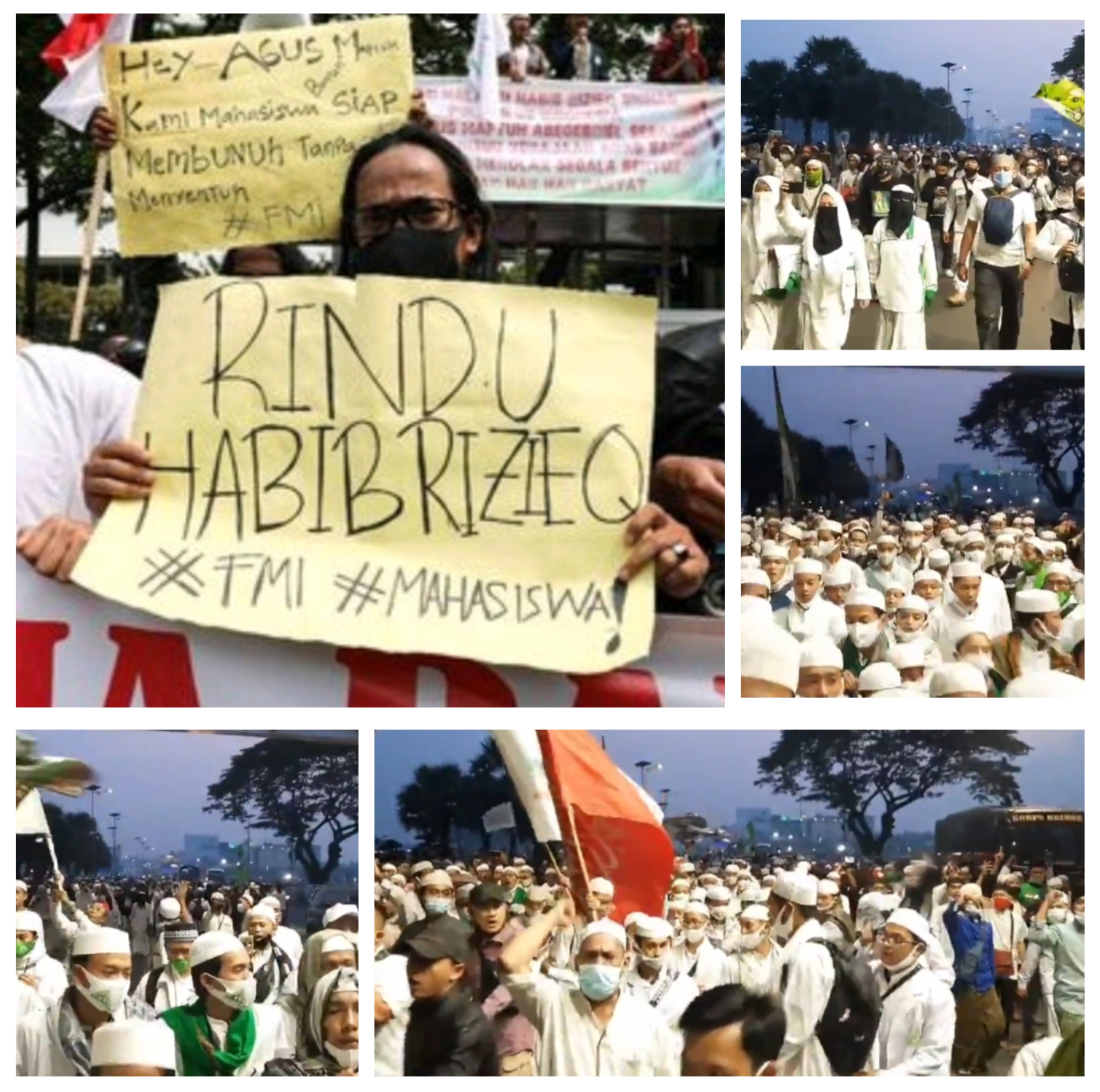 Massa Penjemput Habib Rizieq Putihkan Bandara Soetta, Jalan Kaki 2,4 KM ke Terminal 3