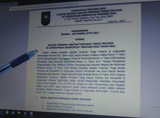 Pemprov Riau Lelang Jabatan Kepala BPBD, Kadishub dan Karo Pemerintahan Otda