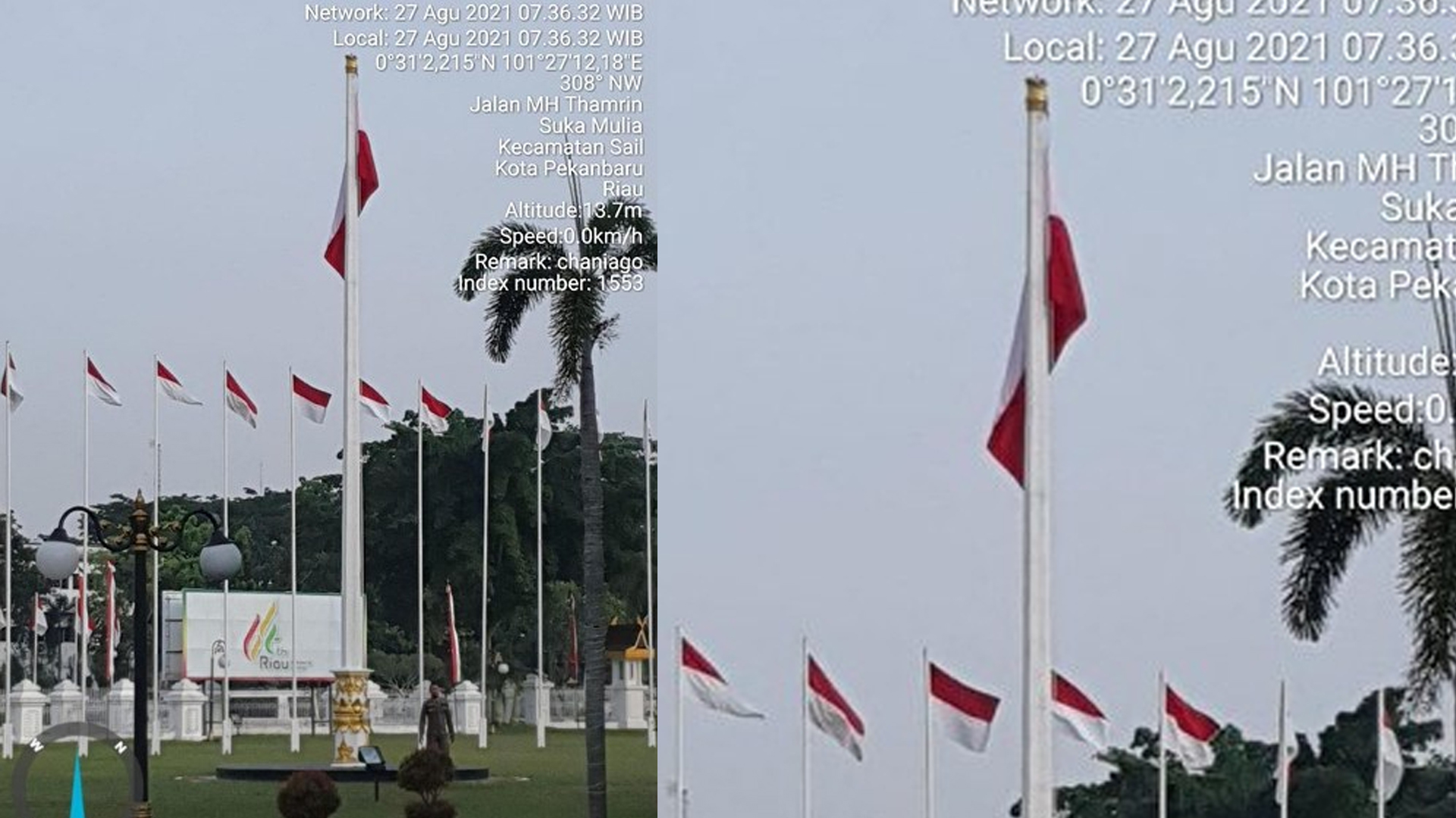 Viral! Penampakan Sangsaka Merah Putih Dipasang Terbalik di Rumah Dinas Gubernur Riau
