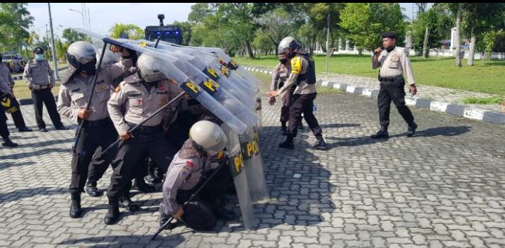 Hadapi Pilkada Serentak di Riau, Sabhara Polresta Pekanbaru Gelar Latihan Dalmas