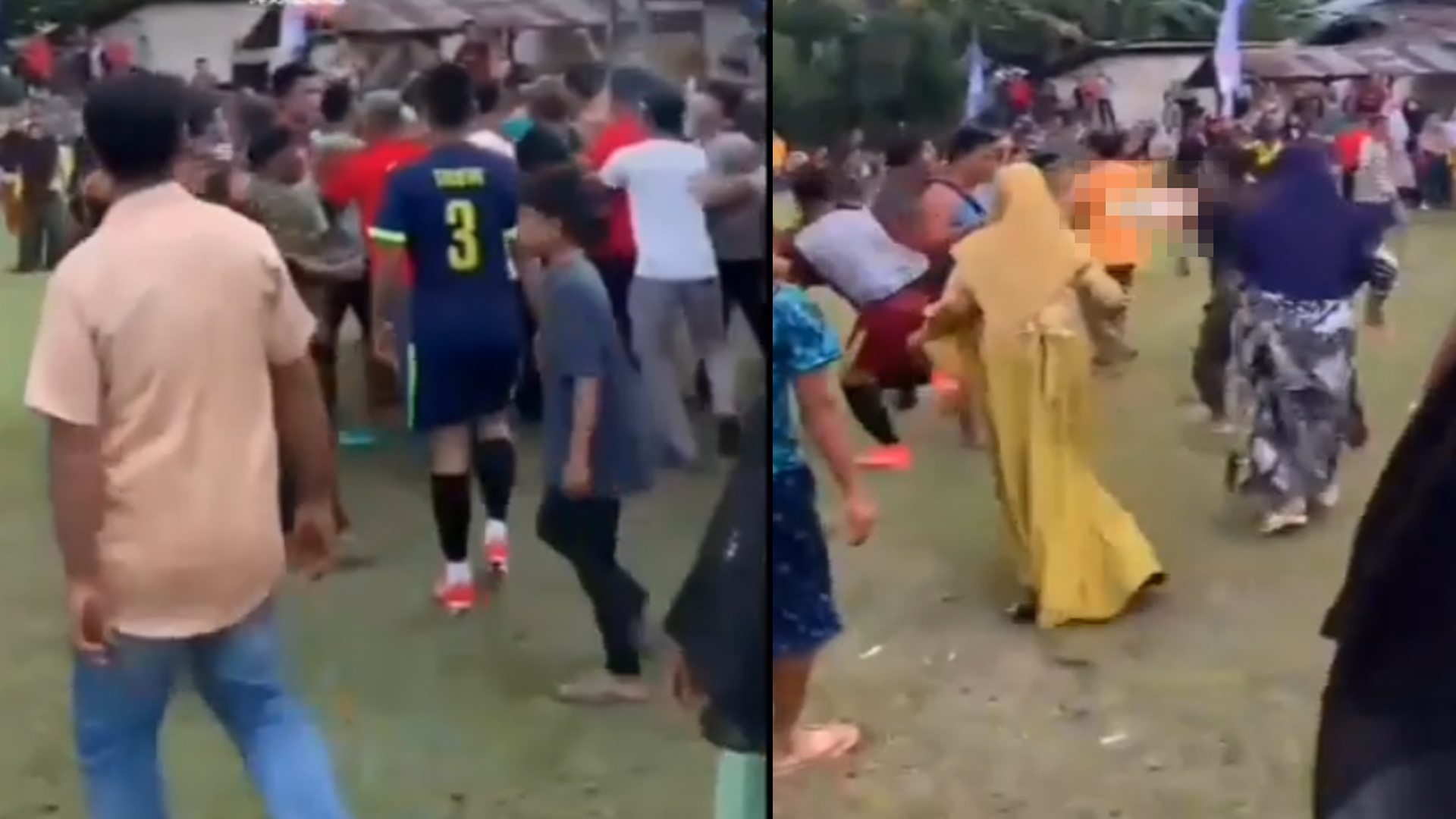 Sepakbola Tarkam di Tanjung Kudu Kampar Berakhir Ricuh, Emak-emak Turun Tangan