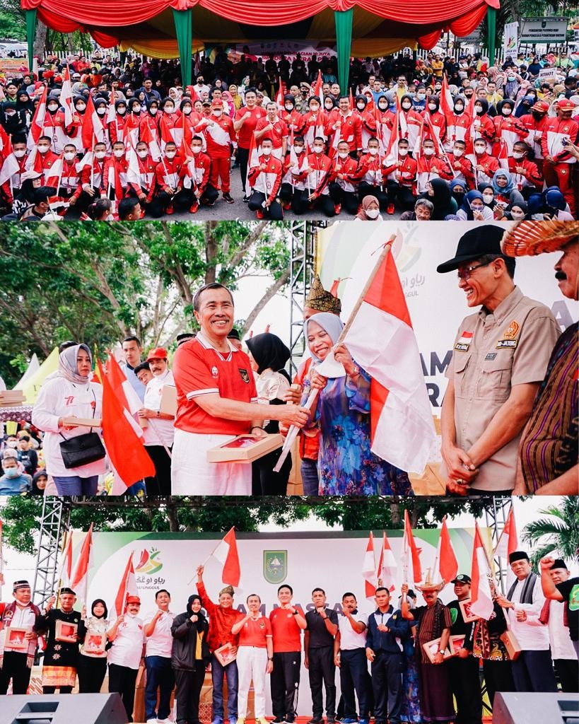 Gerakan 10 Juta Bendera Merah Putih, Gubernur Riau Bagikan pada Pimpinan Paguyuban