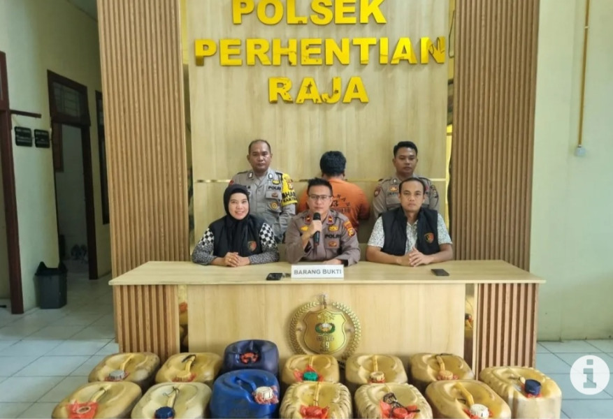 Penyelewengan BBM Bersubsidi, Pelaku dan 13 Jerigen Solar Diamankan Polsek Perhentian Raja