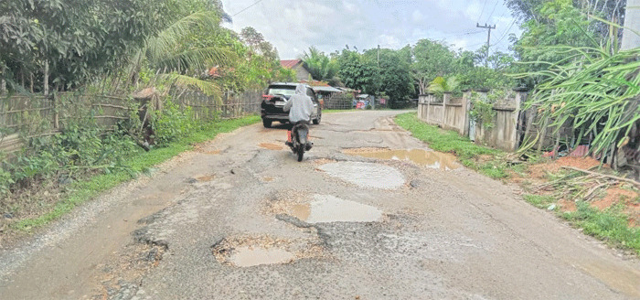Jalan Kabupaten di Koto Rajo Kuansing Rusak Parah, Warga Minta Pemkab Segera Bertindak