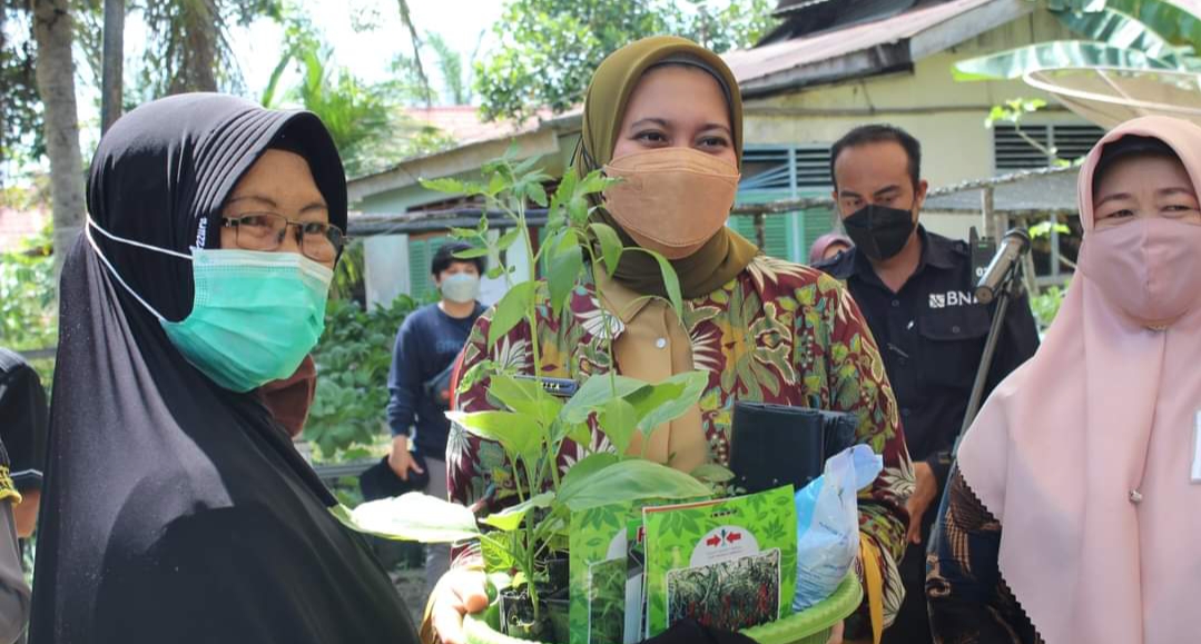 Kunjungi Kelompok Wanita Tani Buluh Rampai Sengkilo, Bupati Inhu Bantu Bibit Sayuran