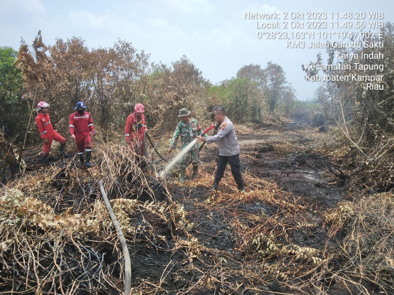 Kebakaran Lahan di Inhu Padam, Satgas Karhutla Lakukan Pendinginan