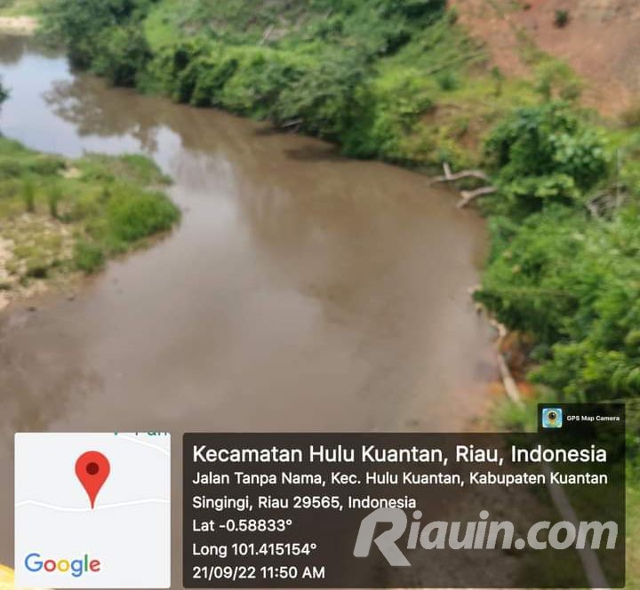 Air Menghitam, Sungai Batang Balui  Kuansing Diduga Tercemar Limbah Pabrik Kelapa Sawit