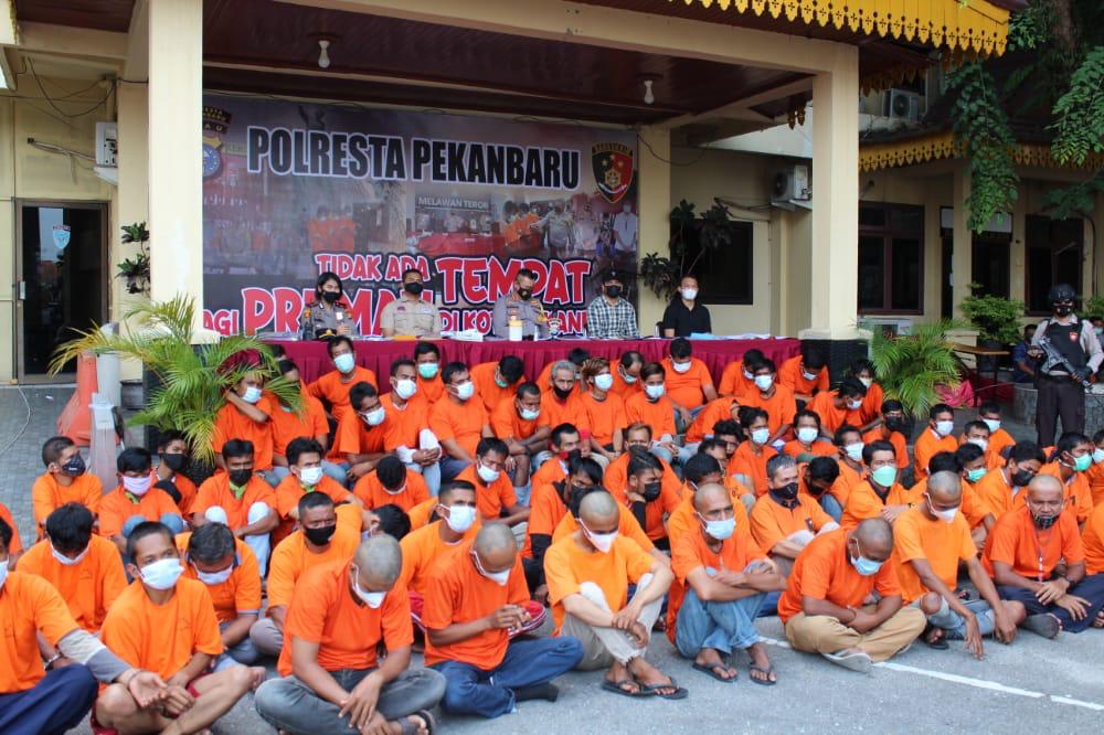 Berantas Premanisme, Dalam Dua Hari 79 Orang Diciduk Polresta Pekanbaru
