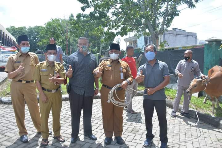 Bupati Serahkan 29 Ekor Hewan Kurban kepada Pengurus Mesjid Islamic Centre Bangkinang